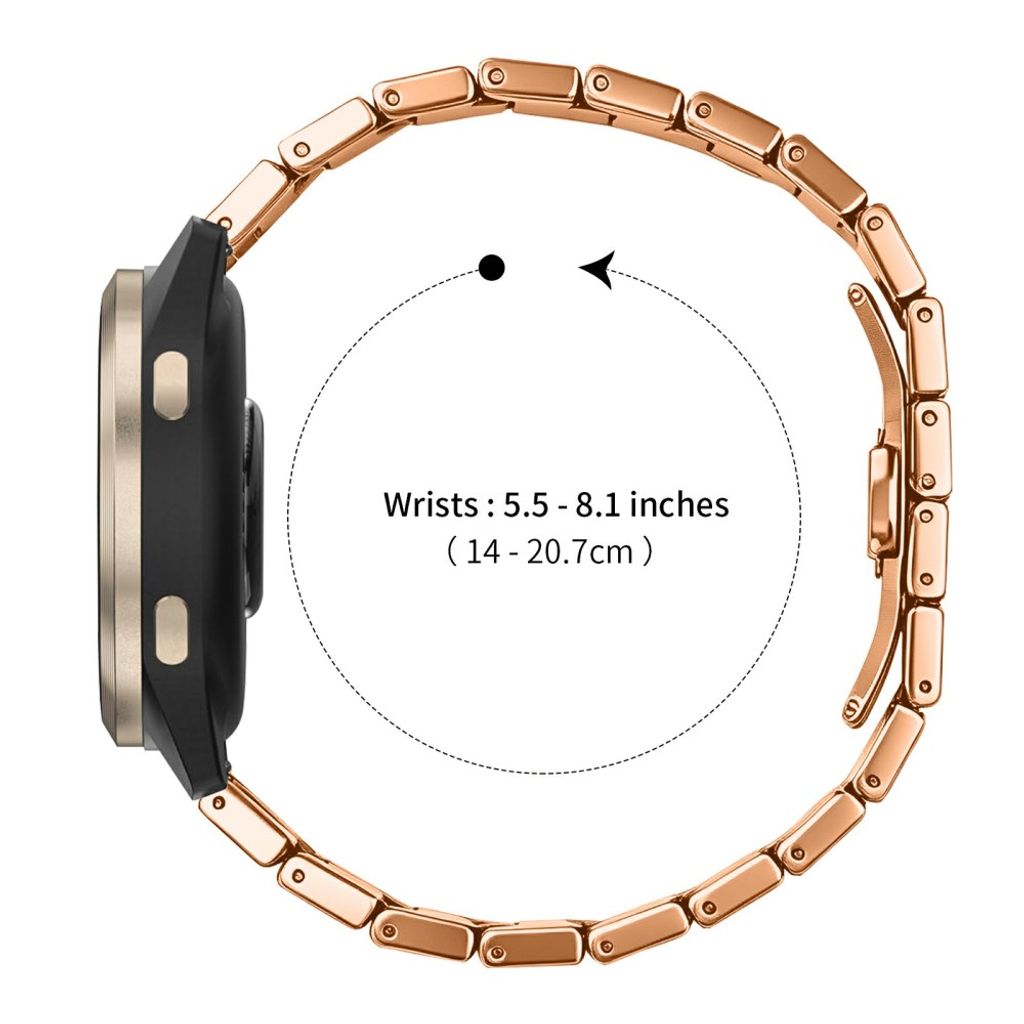 Garmin Forerunner 265S Rustfri Stål Urrem Sommerfuglespænde - Rosaguld