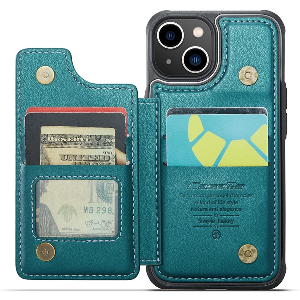 CASEME C22 iPhone 13 Lompakkokuori RFID-estolla - Vihreä