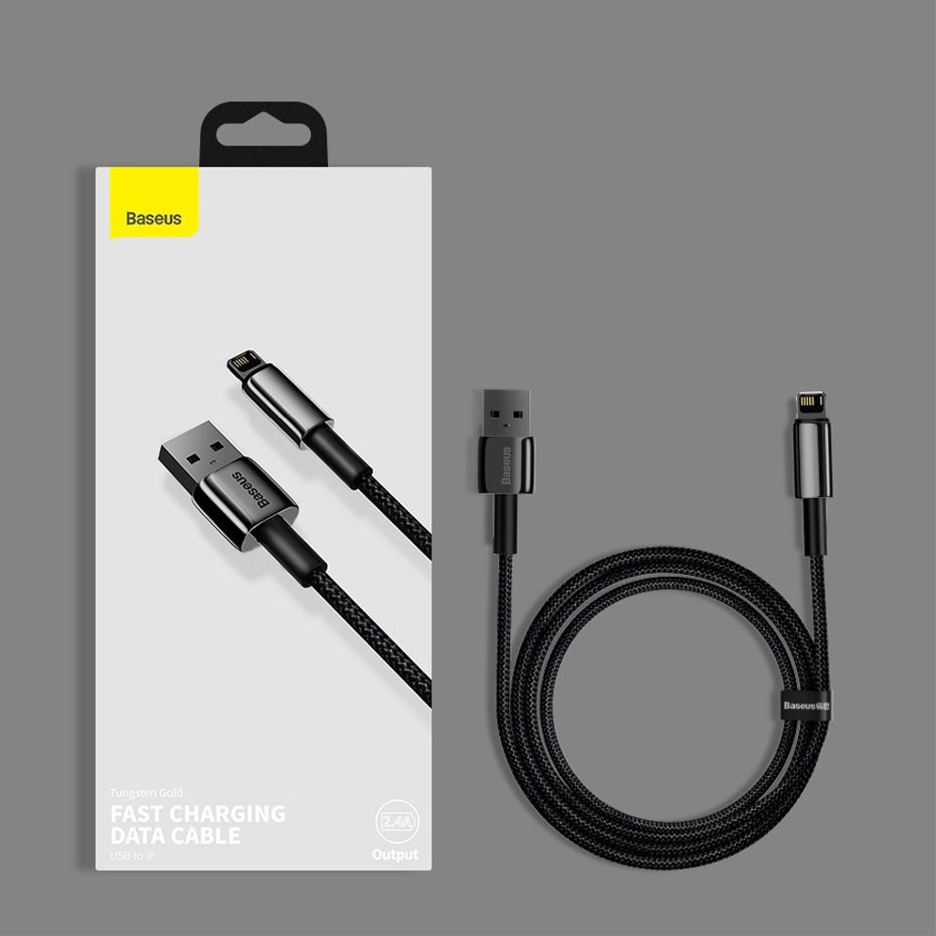 Baseus Tungsten USB til Lightning-kabel 2.4A 2m sort