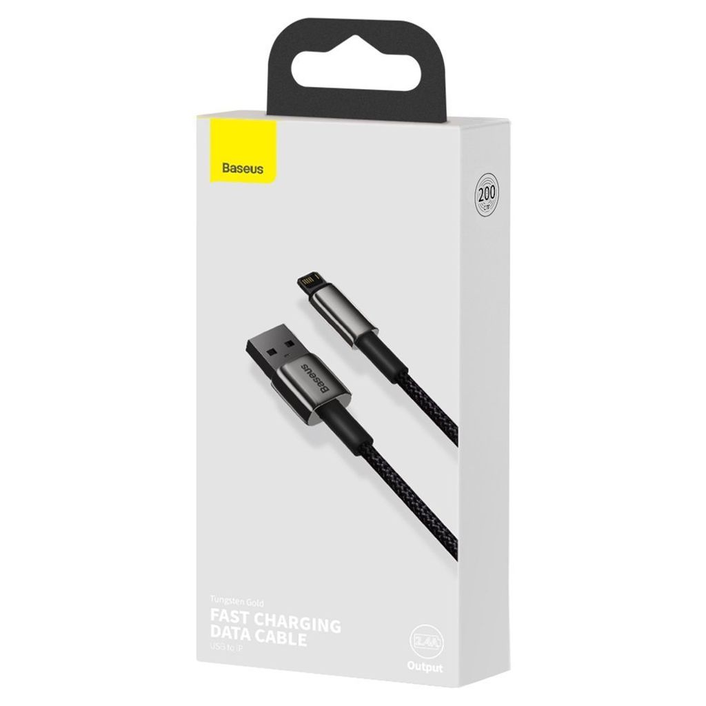 Baseus Tungsten USB til Lightning-kabel 2.4A 2m sort