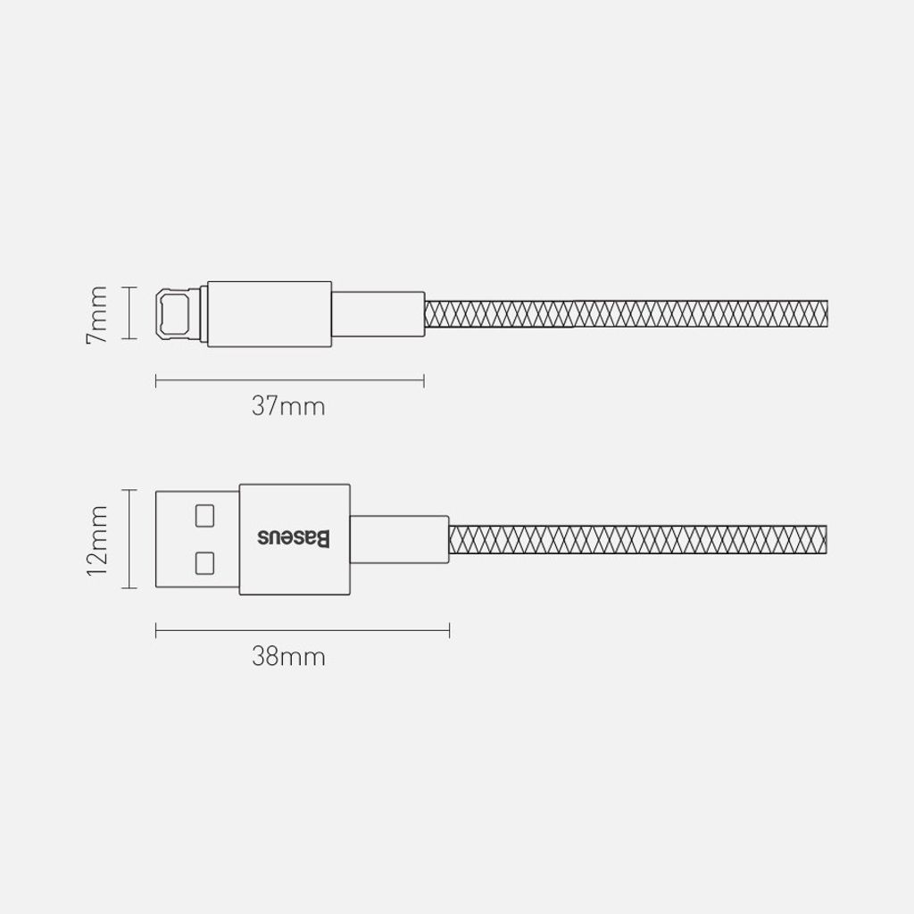 Baseus Tungsten USB til Lightning-kabel 2.4A 2m sort
