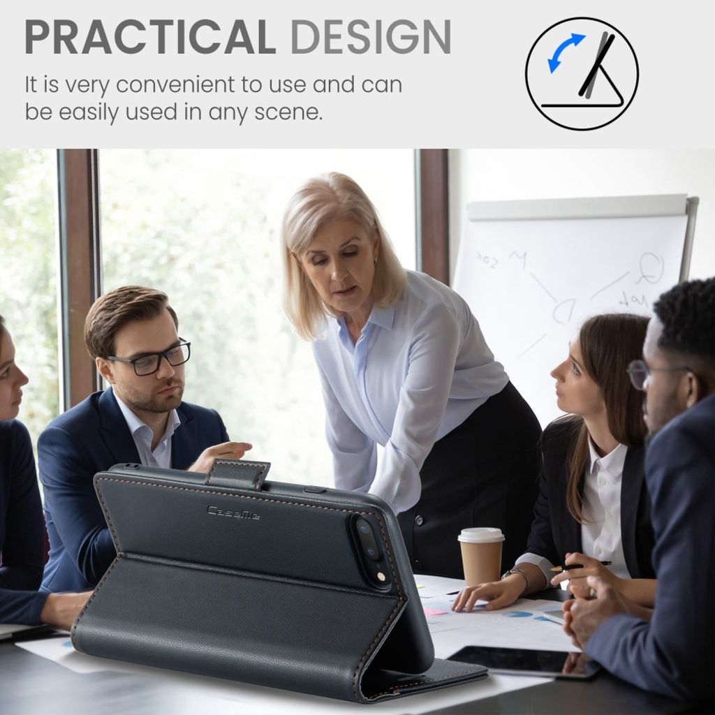 CASEME iPhone 6 Plus/6s Plus/7 Plus/8 Plus Kotelo Korttipaikka - Musta