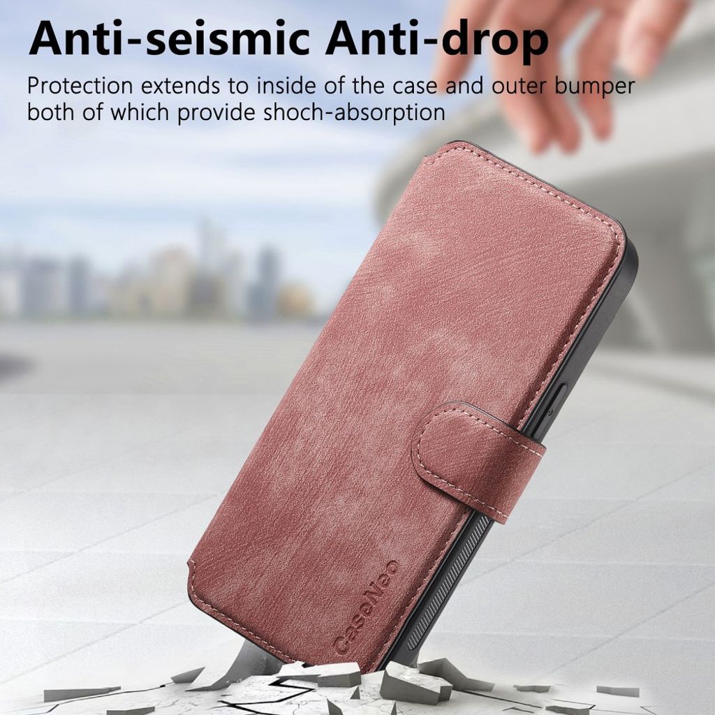 CASENEO iPhone 14 Plus Lommeboketui Avtakbar Lommebok - Rosa