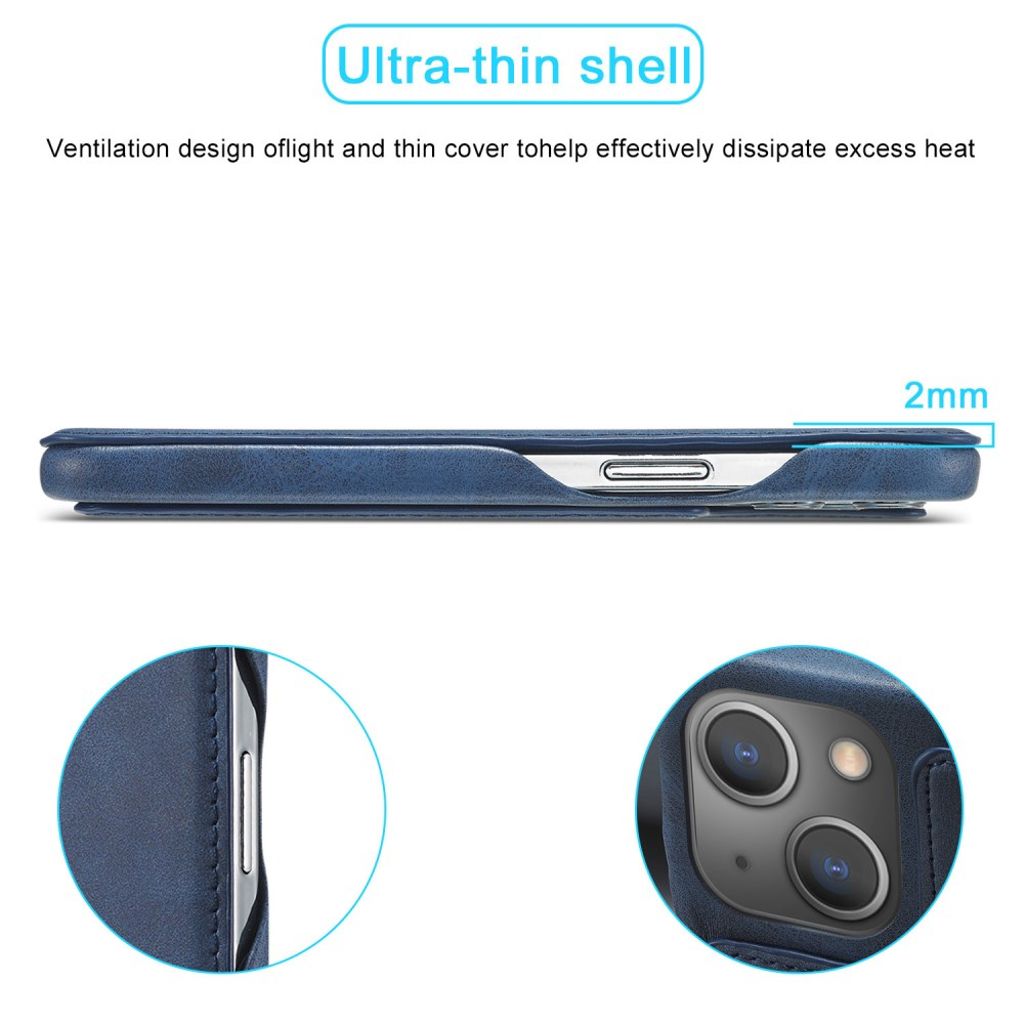 LC.IMEEKE iPhone 15 Plus Kotelo Jalusta - Sininen