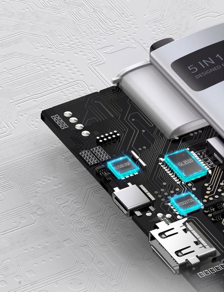 Baseus Metal Gleam Series 5-i-1 USB-C hub med HDMI og hurtiglading
