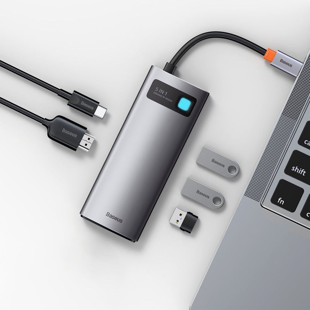 Baseus Metal Gleam Series 5-i-1 USB-C hub med HDMI og hurtiglading