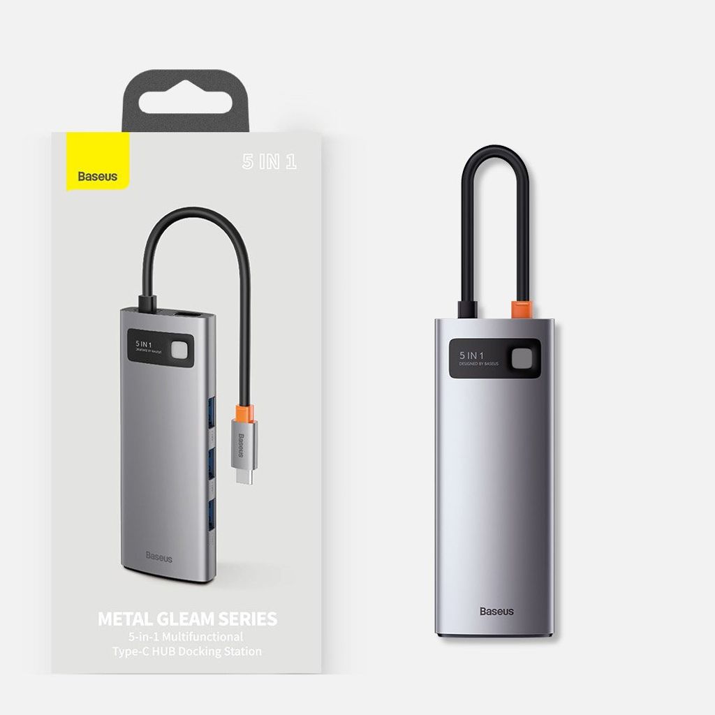 Baseus Metal Gleam Series 5-i-1 USB-C hub med HDMI og hurtiglading