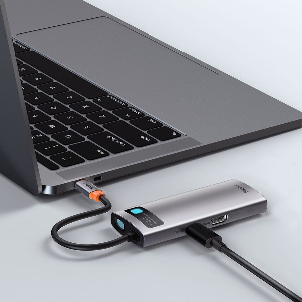 Baseus Metal Gleam Series 5-i-1 USB-C hub med HDMI og hurtiglading