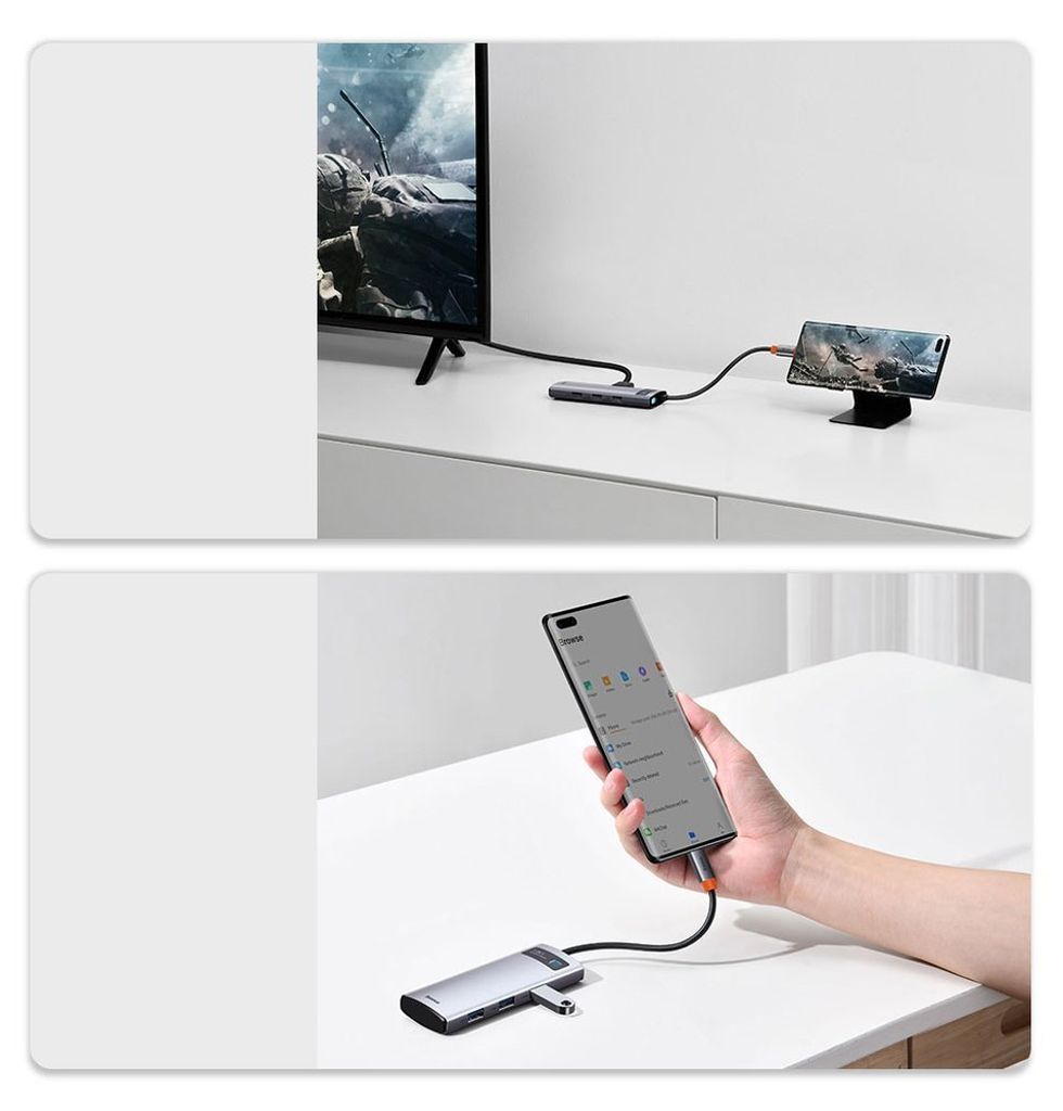 Baseus Metal Gleam Series 5-i-1 USB-C hub med HDMI og hurtiglading