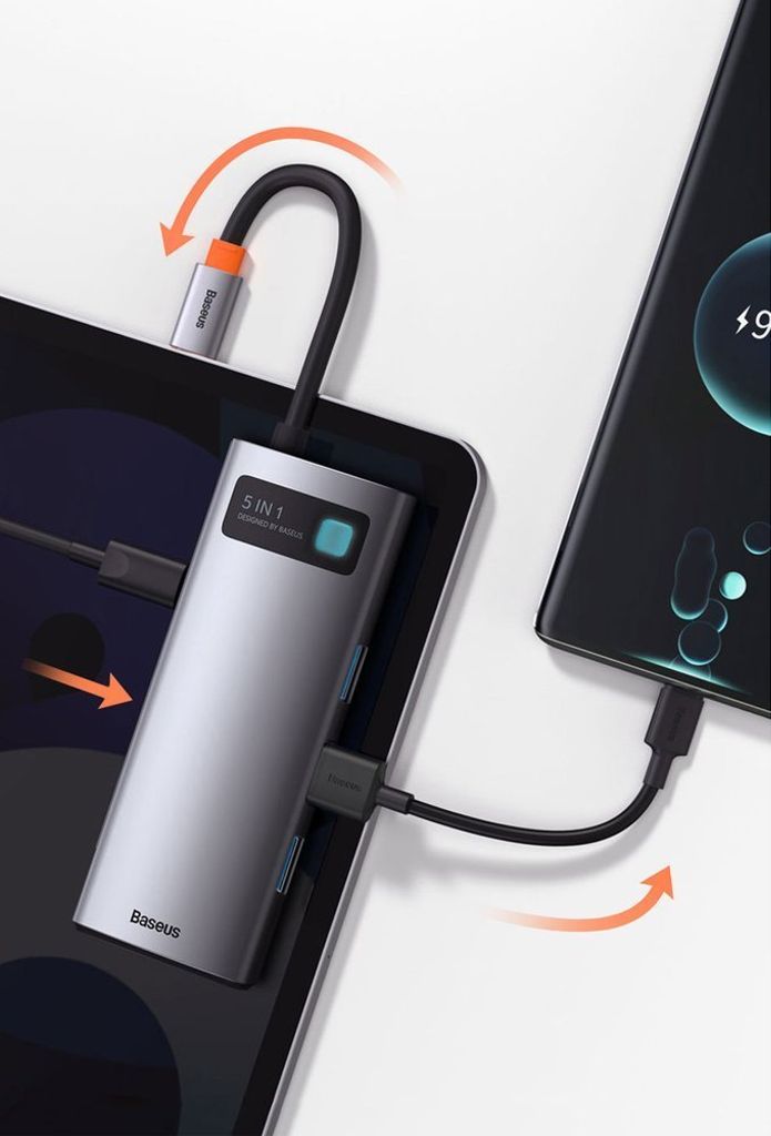 Baseus Metal Gleam Series 5-i-1 USB-C hub med HDMI og hurtiglading