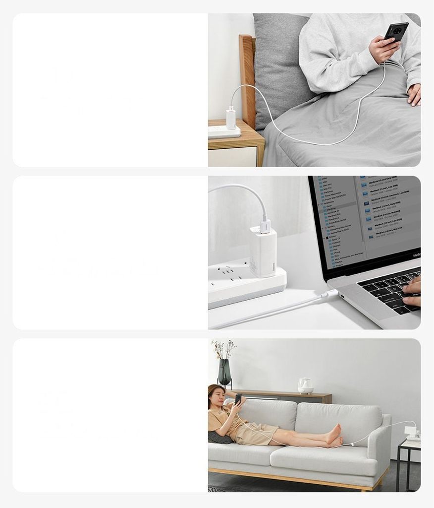 Baseus Superior USB-kaapeli 1 m, USB Type C, 66 W, valkoinen