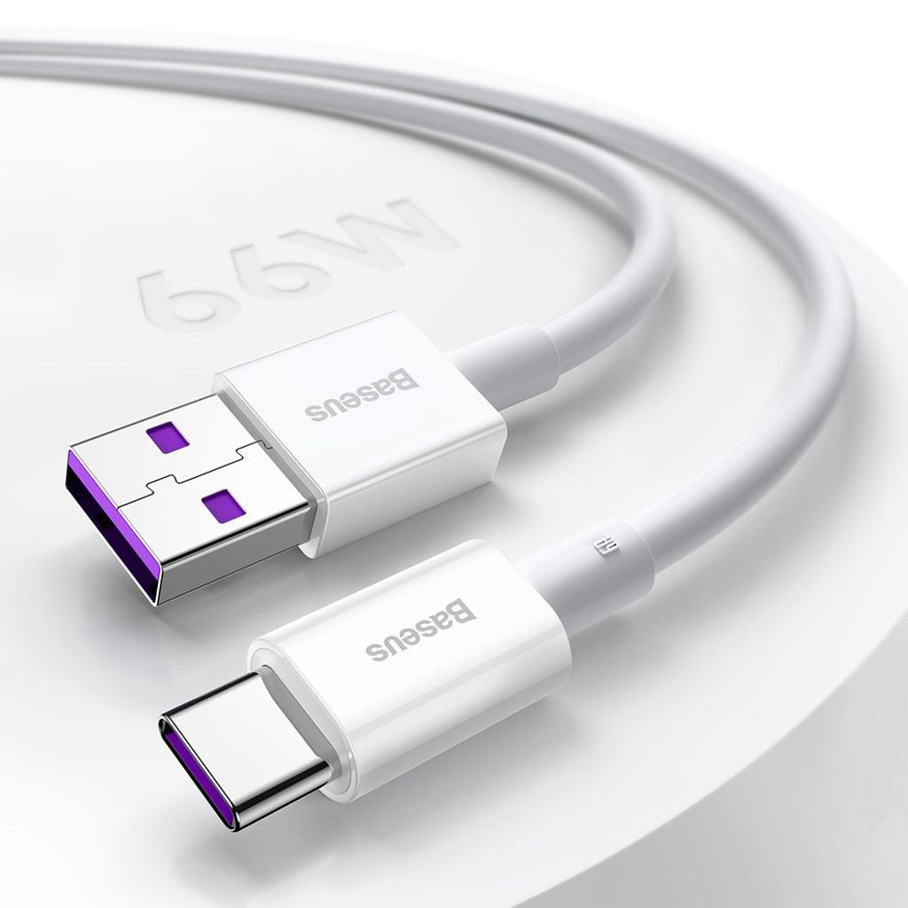 Baseus Superior USB-kaapeli 1 m, USB Type C, 66 W, valkoinen