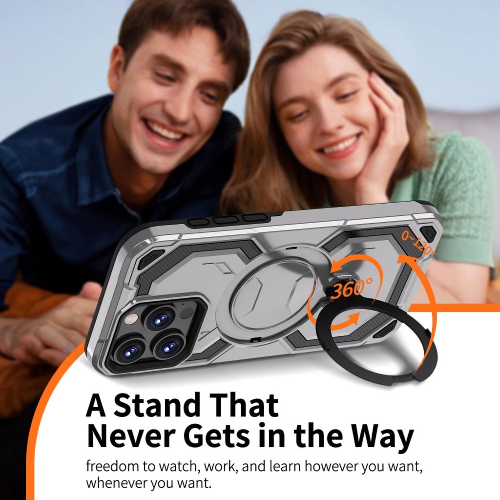 iPhone 13 Pro Max Magneettinen Kuori Rengaspidikkeellä - Harmaa