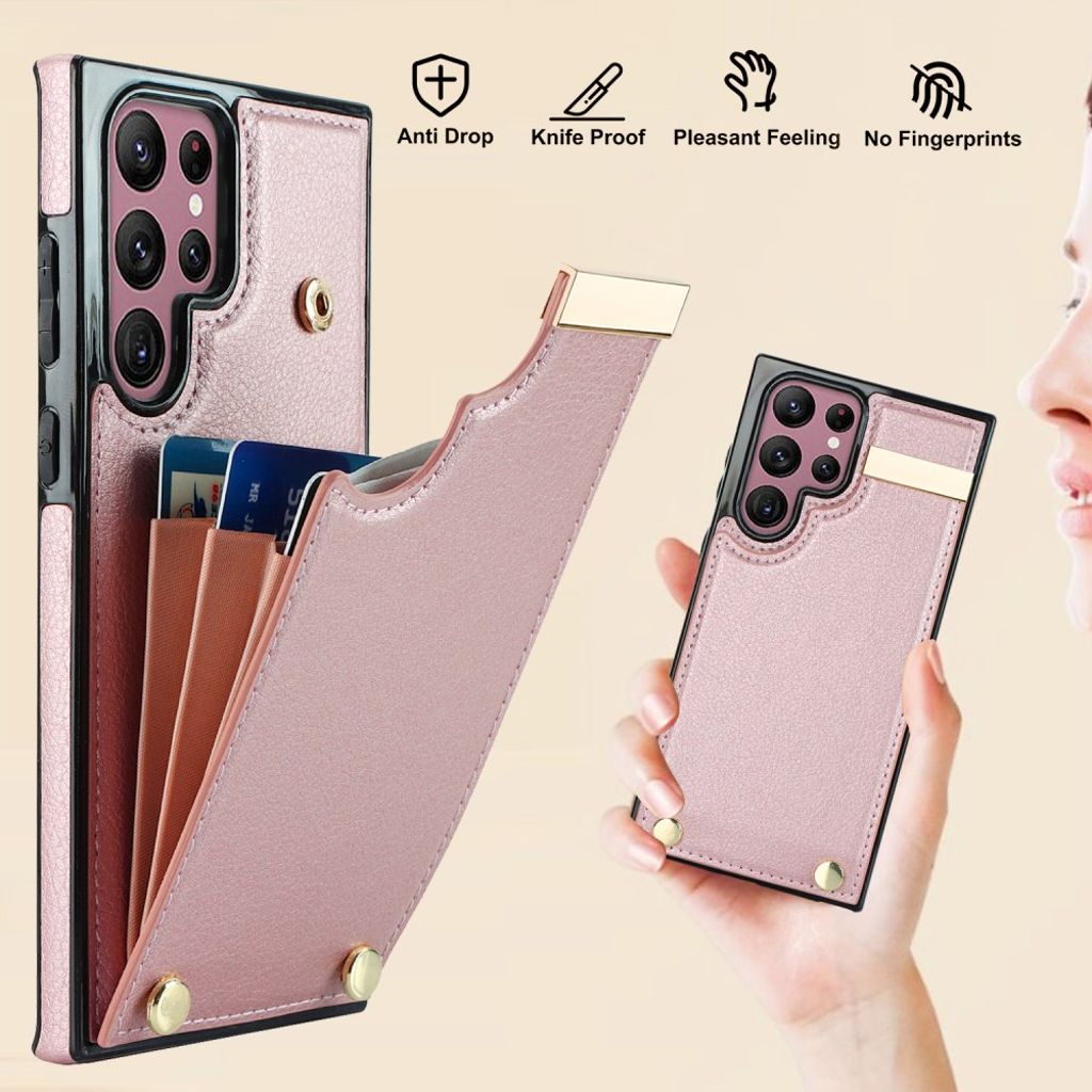 Samsung Galaxy S26 Ultra Deksel med Kortholder - Rose gull