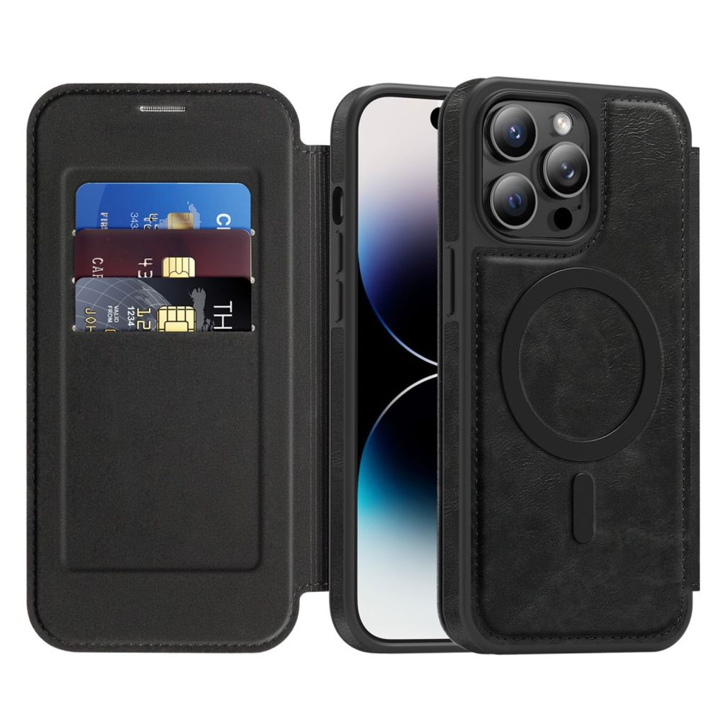 iPhone 14 Pro Max Wallet Cover MagSafe RFID Blocking - Black