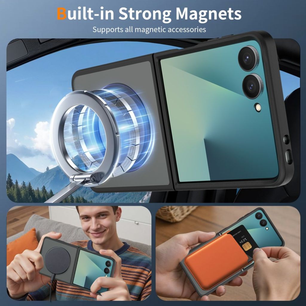 Samsung Galaxy Z Flip8 MagSafe kuori akryylitakalla - Musta
