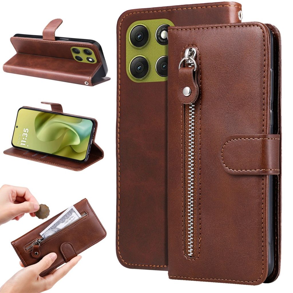 Motorola Moto G86 Power 5G etc. Cover with Zipper Pocket - Brown