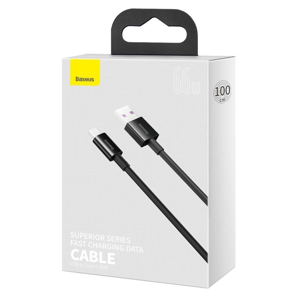 Baseus Superior USB til USB-C kabel 66 W 1 m sort – hurtigoplader & data