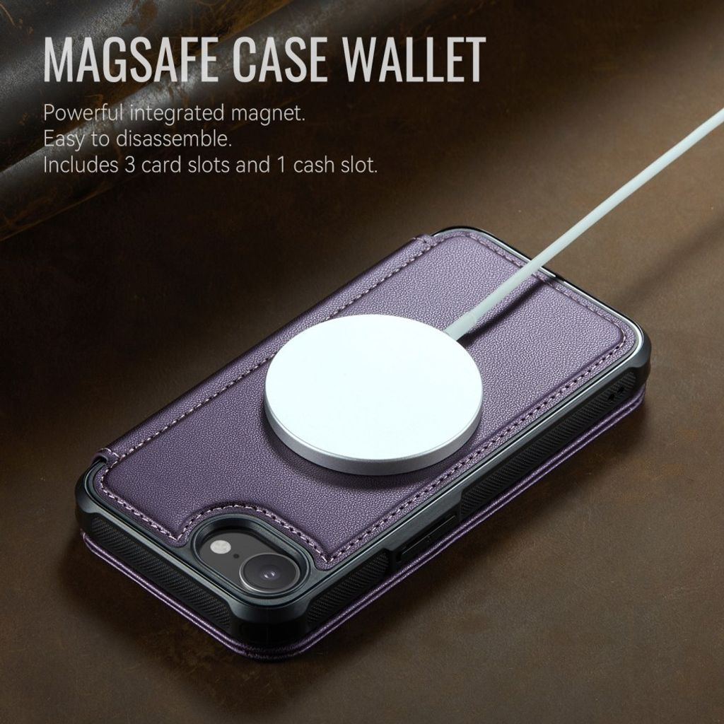 CASEME 053 iPhone 16e/iPhone 17e Lommeboketui MagSafe RFID Blokkerende - Lilla