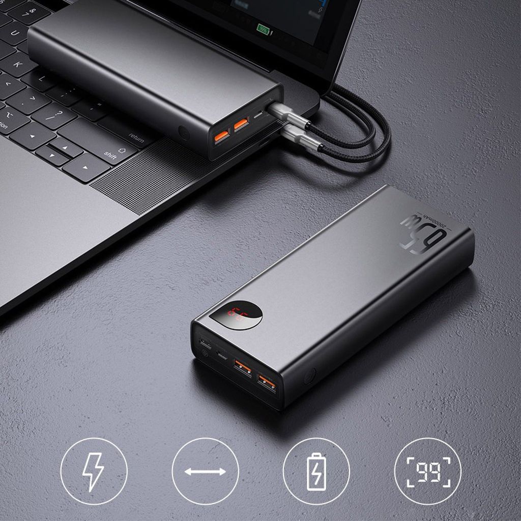 Baseus Adaman powerbank 20000mAh 65W – svart