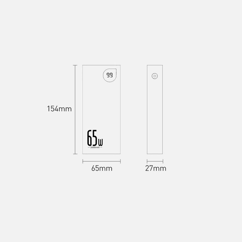 Baseus Adaman powerbank 20000mAh 65W – svart