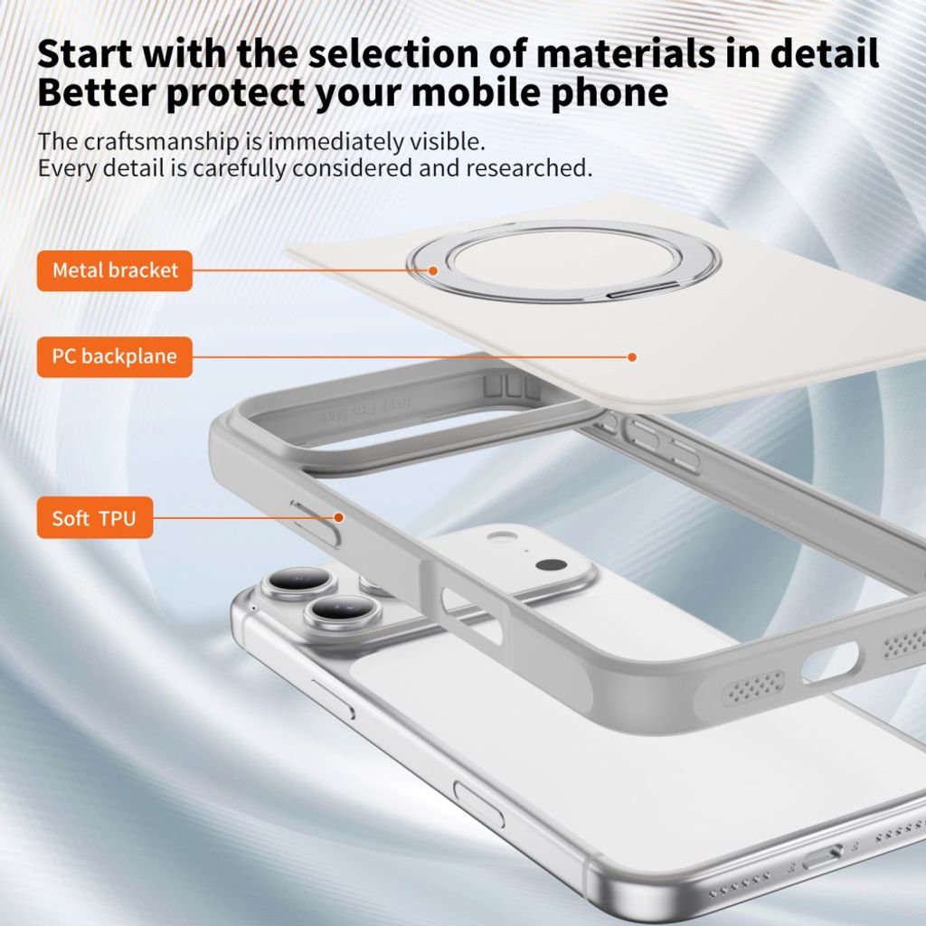 iPhone 18 Pro/17 Pro MagSafe Deksel med ringstøtte - Hvit