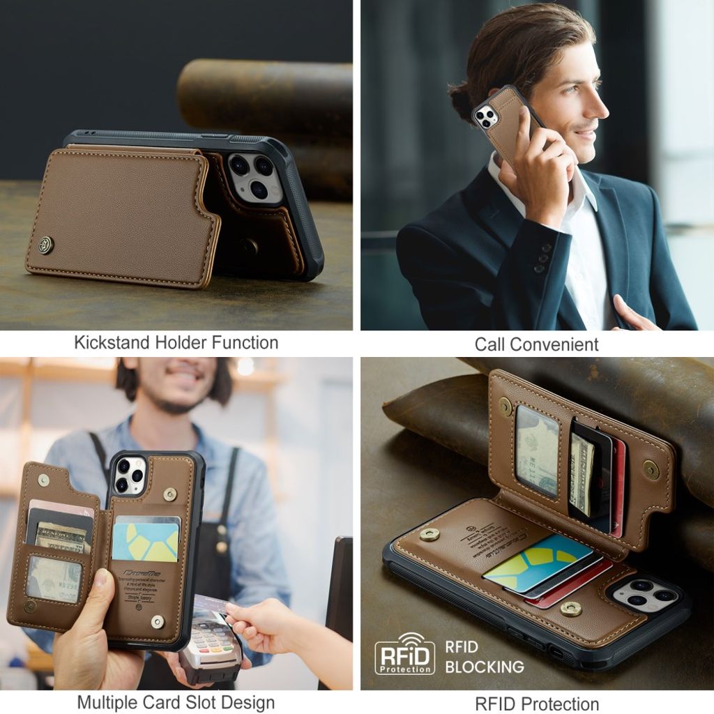 CASEME iPhone 11 Pro Cover med 5 Kortplads - Brun