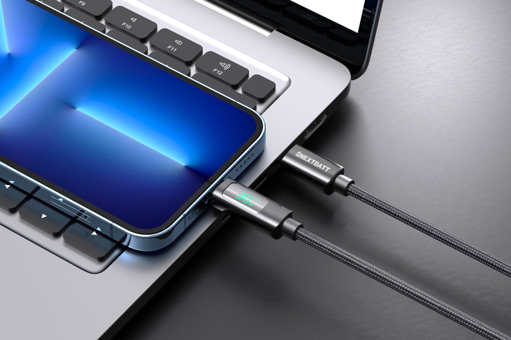 NEXTBATT USB-C til Lightning-kabel 30W, 3A, 1m - Sort