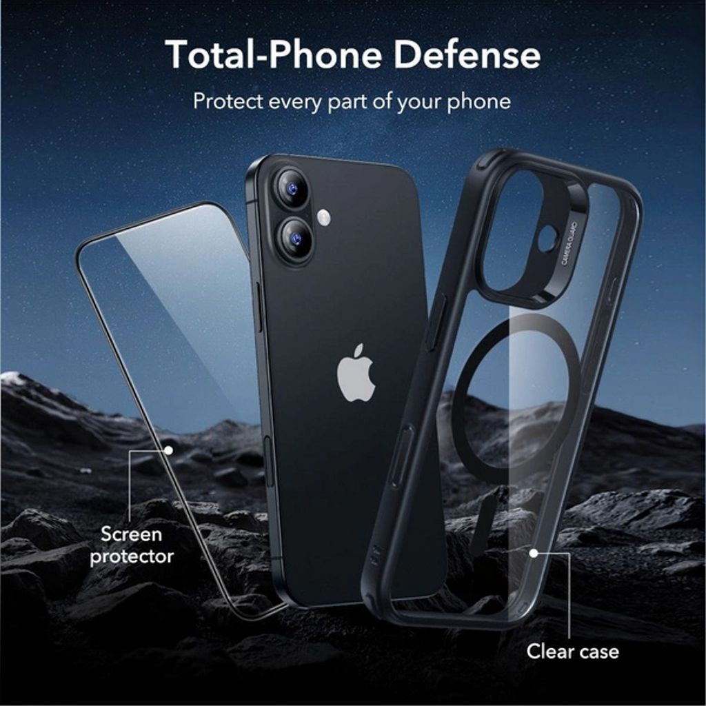 ESR Classic Hybrid MagSafe Set Case & Screen Protector for iPhone 17 - Clear Black