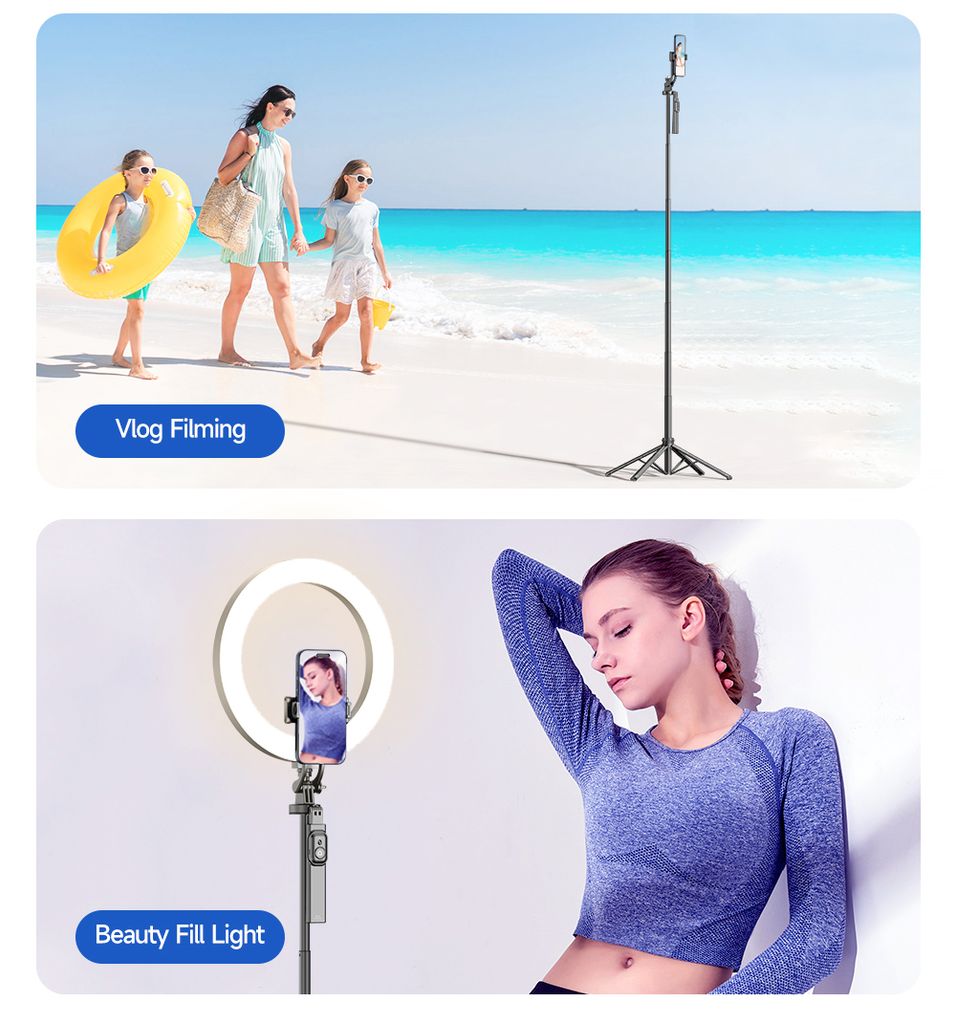 SiGN selfie-stick / teleskopiskt tripod med mobiltelefonhållare, 180cm – svart