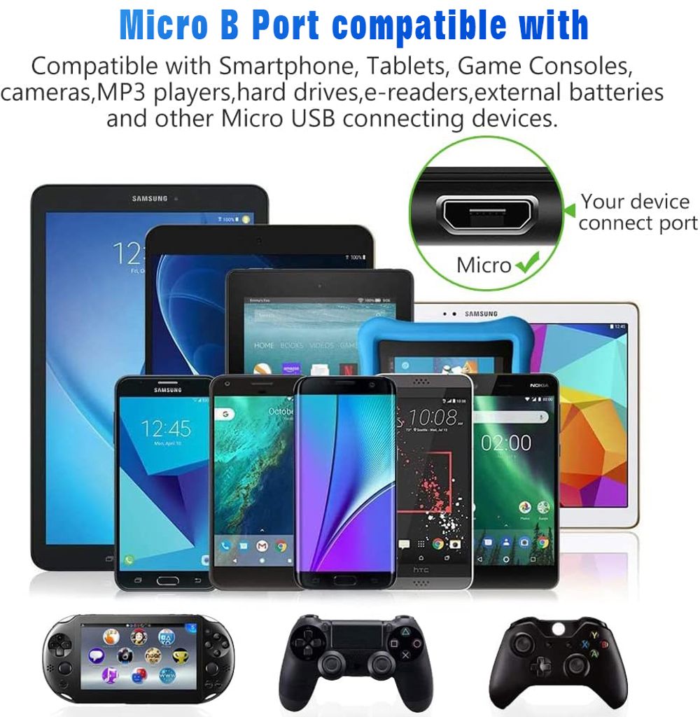 SiGN Samsung Galaxy S6, S7 micro-USB-kaapeli 5V, 2.1A, 1.2m - Valkoinen