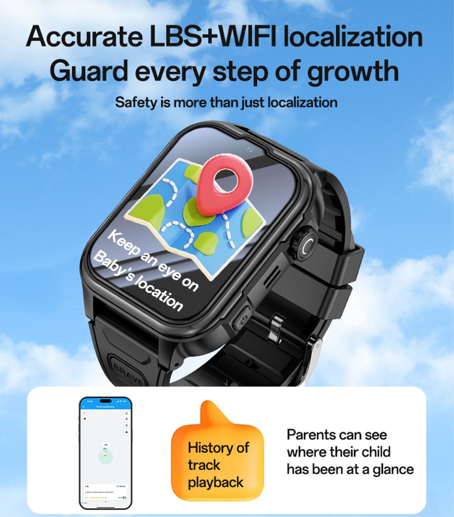 Yesido Børne Smartwatch 4G GPS Tracking / Videoopkald / SOS - Sort