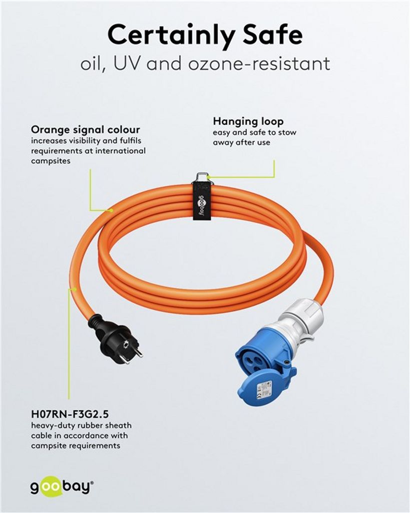 Goobay CEE-adapterkabel, CEE-kobling til sikkerhetsplugg (type E/F), 1,5 m