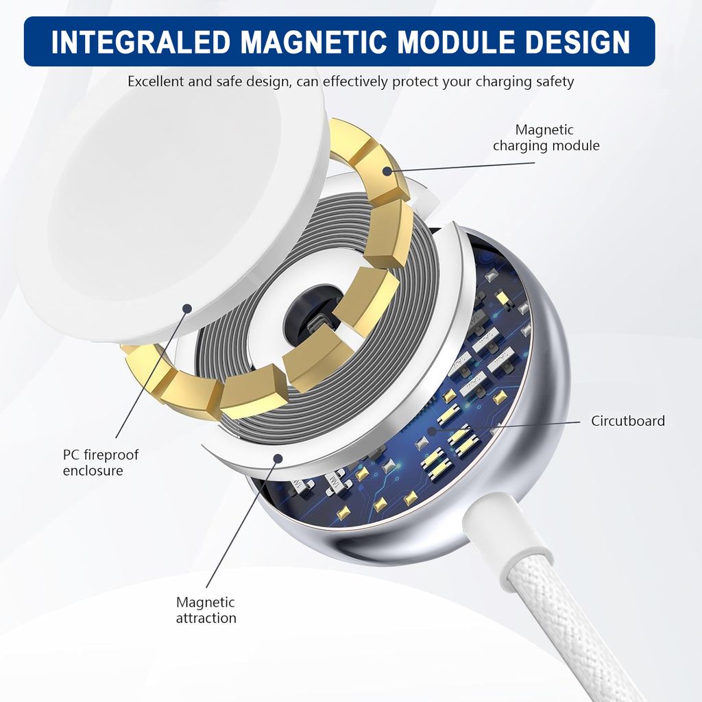 SiGN magnetisk trådløs lader MagSafe for Apple Watch, USB-C, 5W – hvit