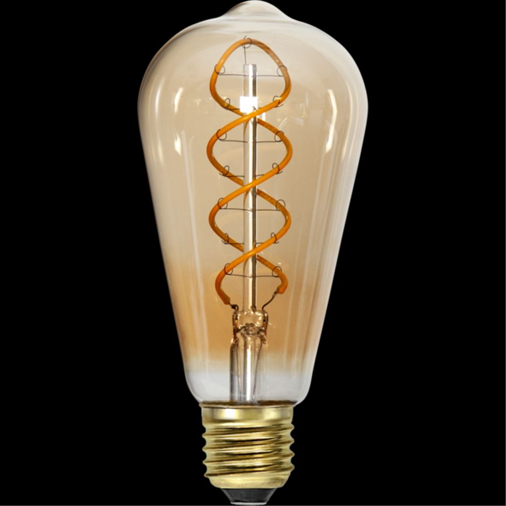 LED-lampa E27 ST64 Decoled Spiral Amber