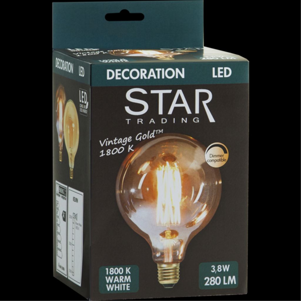 LED-lampa E27 G125 Vintage Gold