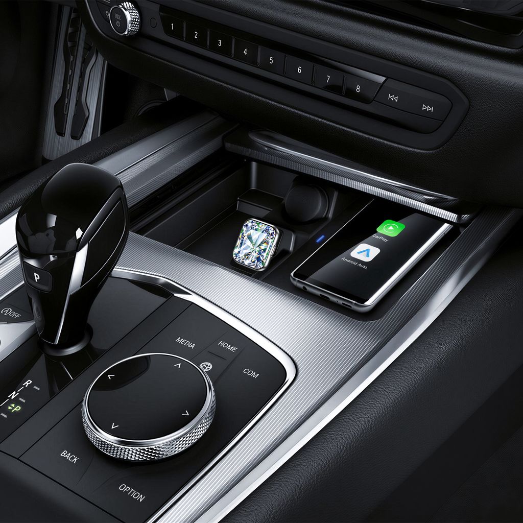 SiGN 2-i-1 Trådlös CarPlay / Android Auto adapter – Silver