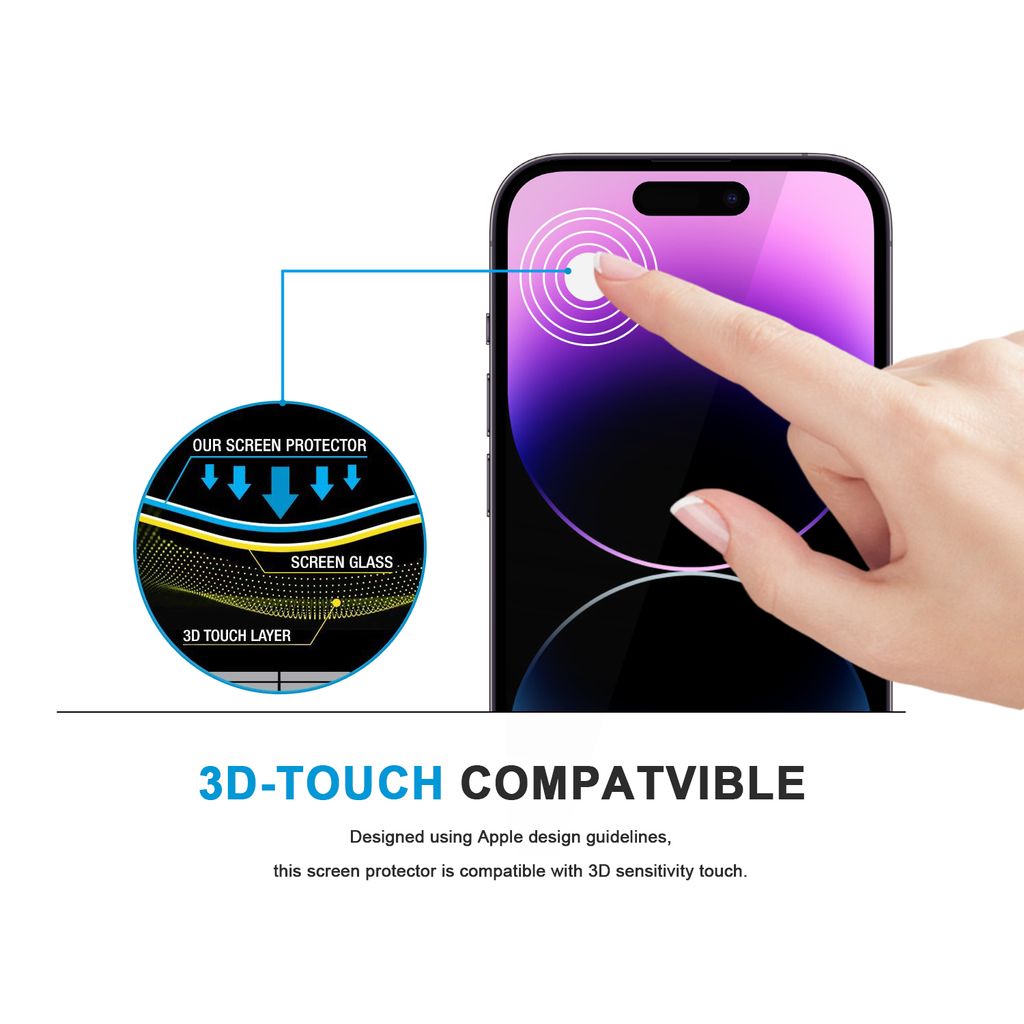 SiGN Skjermbeskytter iPhone 14 Pro – EZ Apply med støvfri applikator, 2-paking