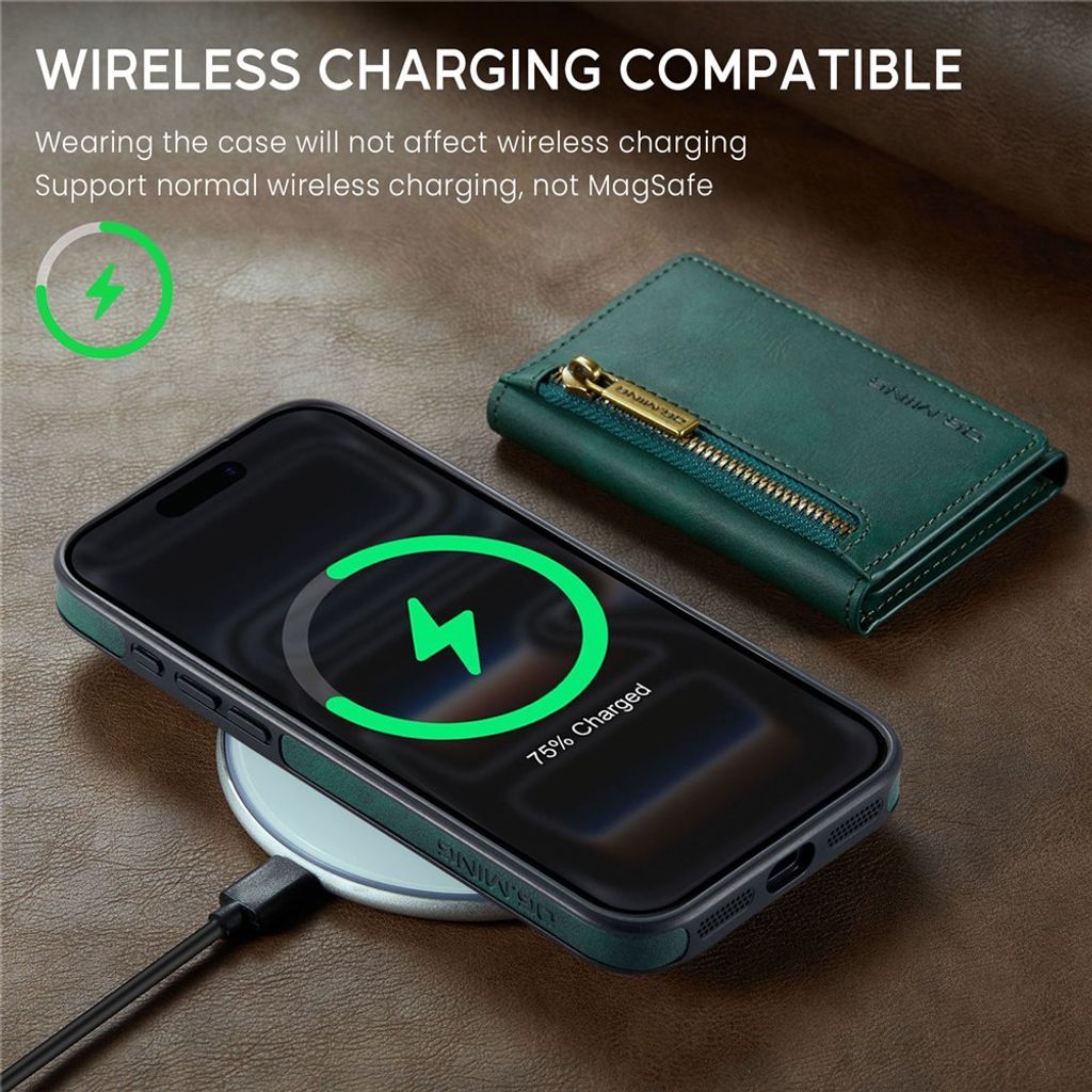 DG.MING iPhone 18 Pro Max/17 Pro Max Skal med Magnetisk Avtagbar Plånbok - Grön