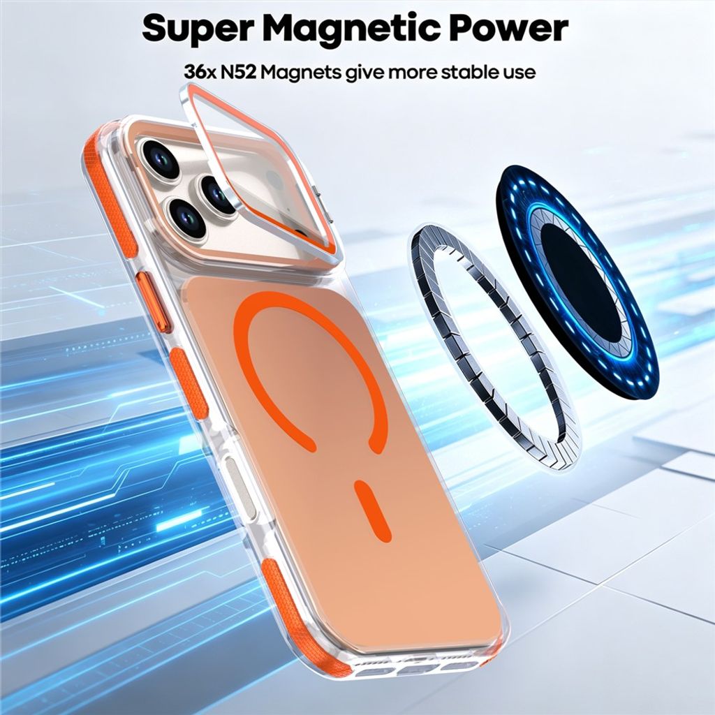 iPhone 18 Pro/17 Pro MagSafe Deksel med støtte - Oransje