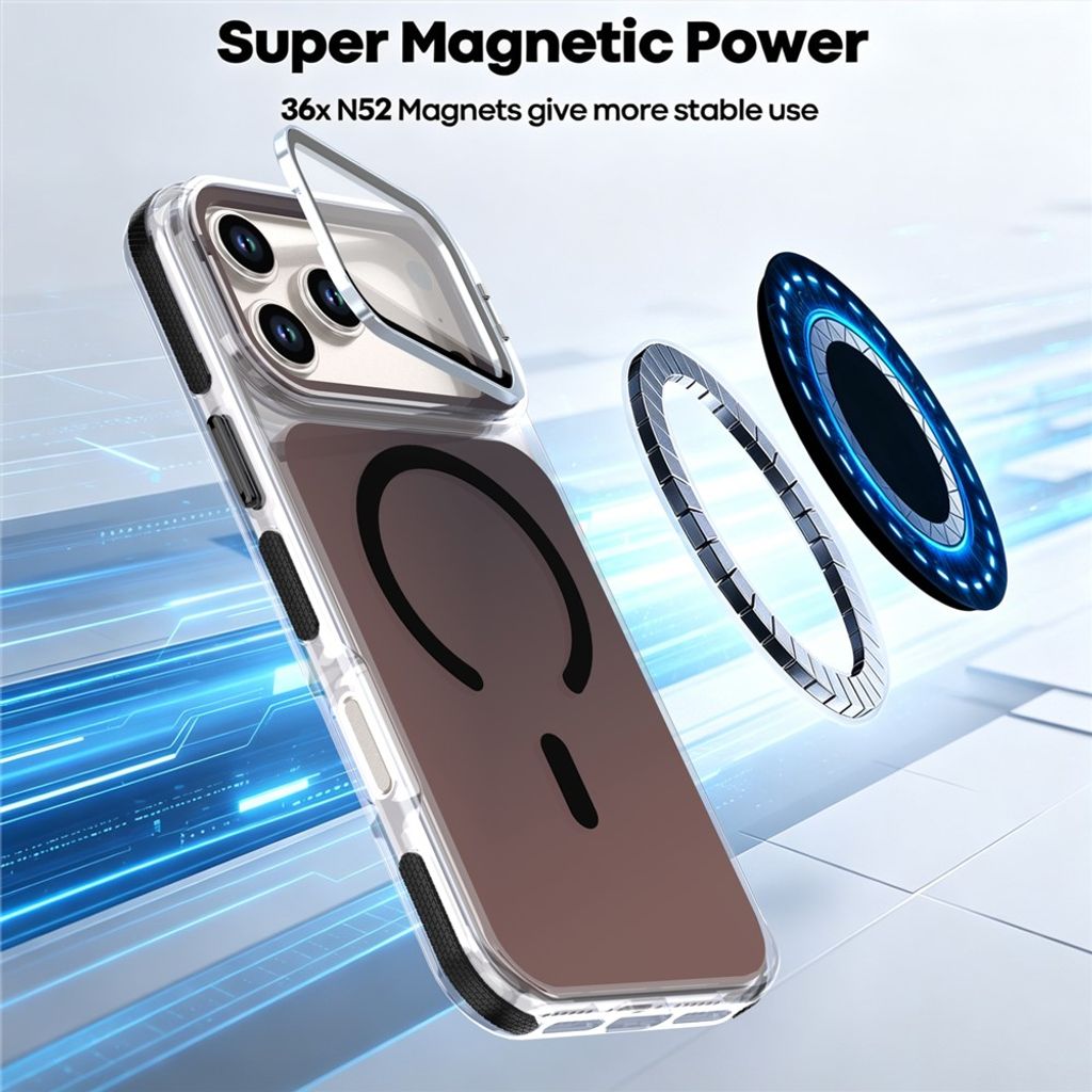 iPhone 18 Pro/17 Pro MagSafe Deksel med støtte - Svart