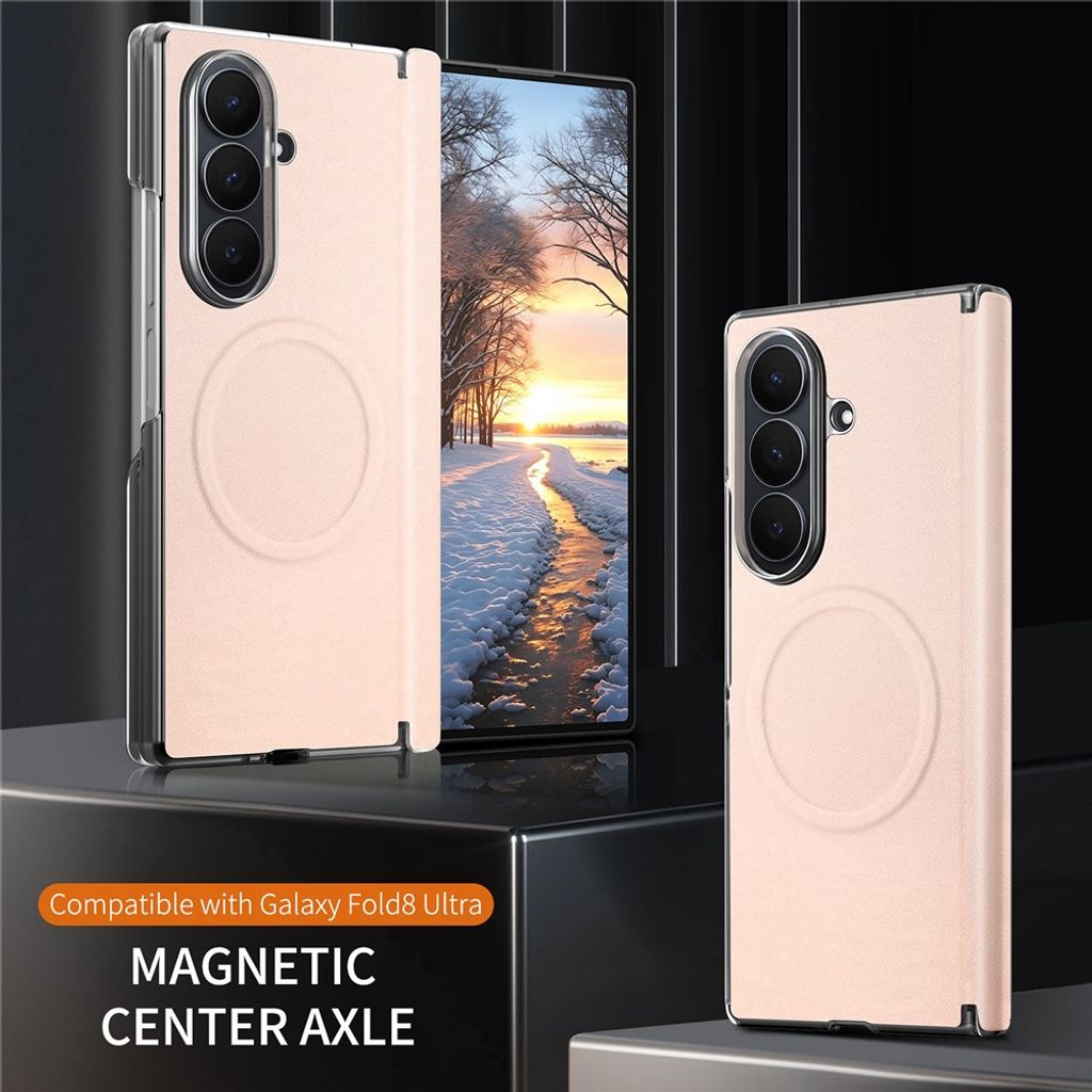 Samsung Galaxy Z Fold8 Ultra MagSafe Kuori PU-nahkaa - Vaaleanpunainen