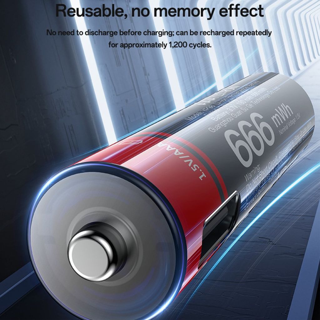 YESIDO YP98 AAA Uppladdningsbara Batterier 4-pack – USB-C, 666mWh