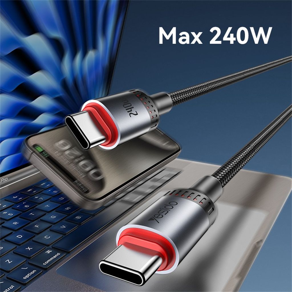 Yesido USB-C laddkabel 240W 5A, 1,2m