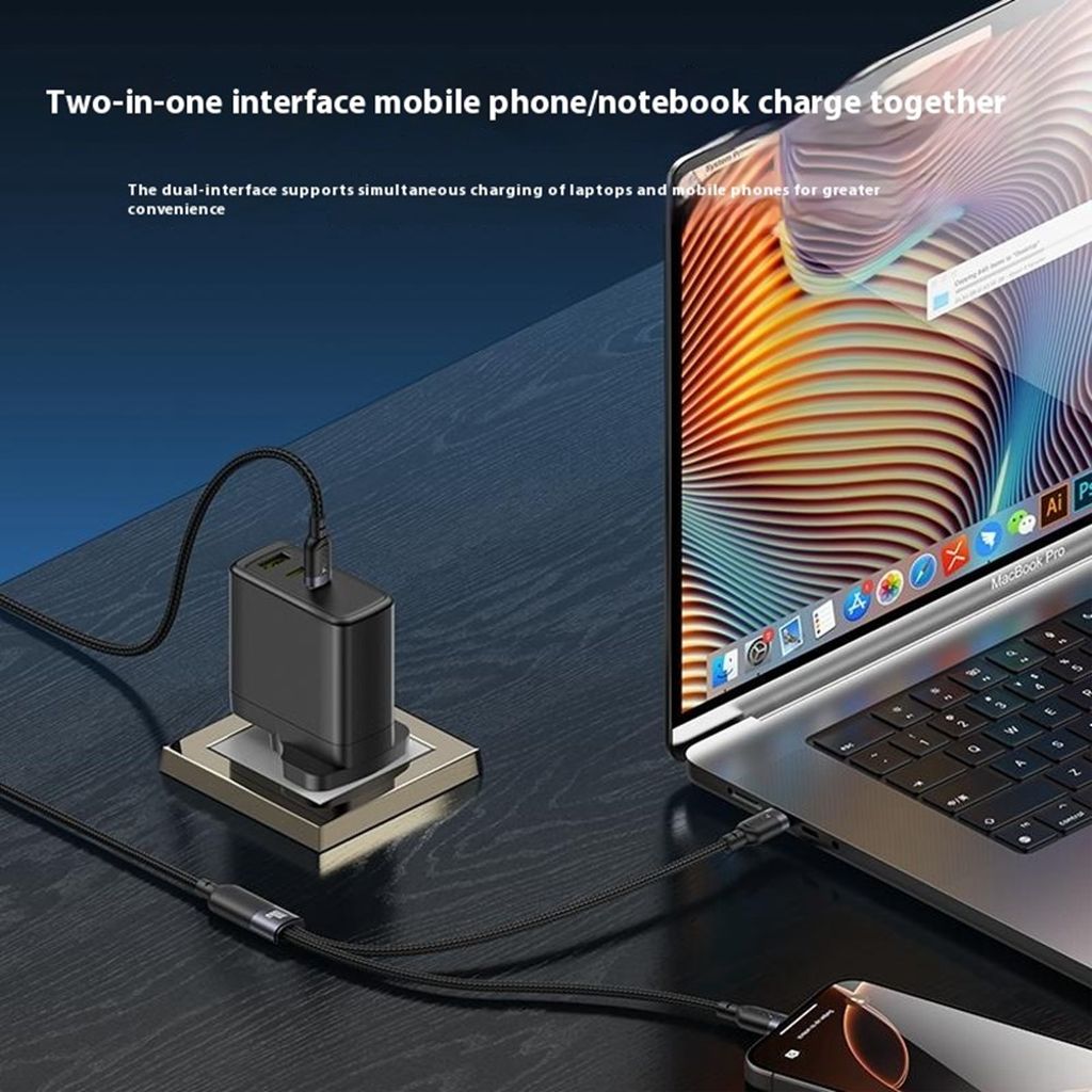 Yesido 2-i-1 USB-C-kabel till 2x USB-C 100W, 1,2 m