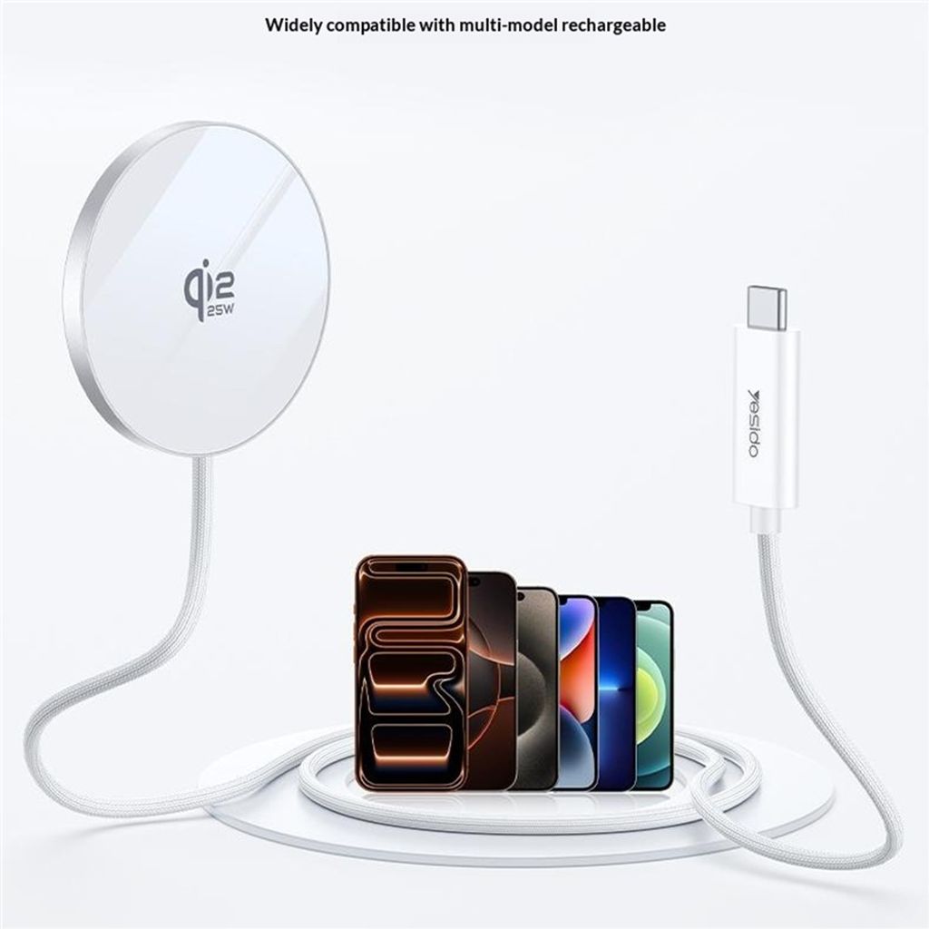 Yesido DS41 Qi2.2 Magnetisk Trådløs Lader – Hvit