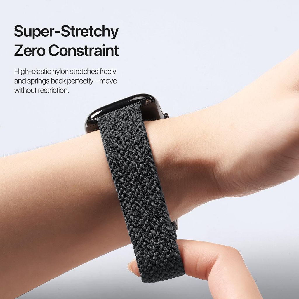 DUX DUCIS Apple Watch 42/44/45/46/49 mm kellonranneke nailonilla ja magneettilukolla – musta