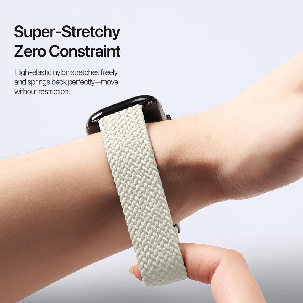 DUX DUCIS Apple Watch 42/44/45/46/49 mm kellonranneke nailonilla ja magneettilukolla – valkoinen