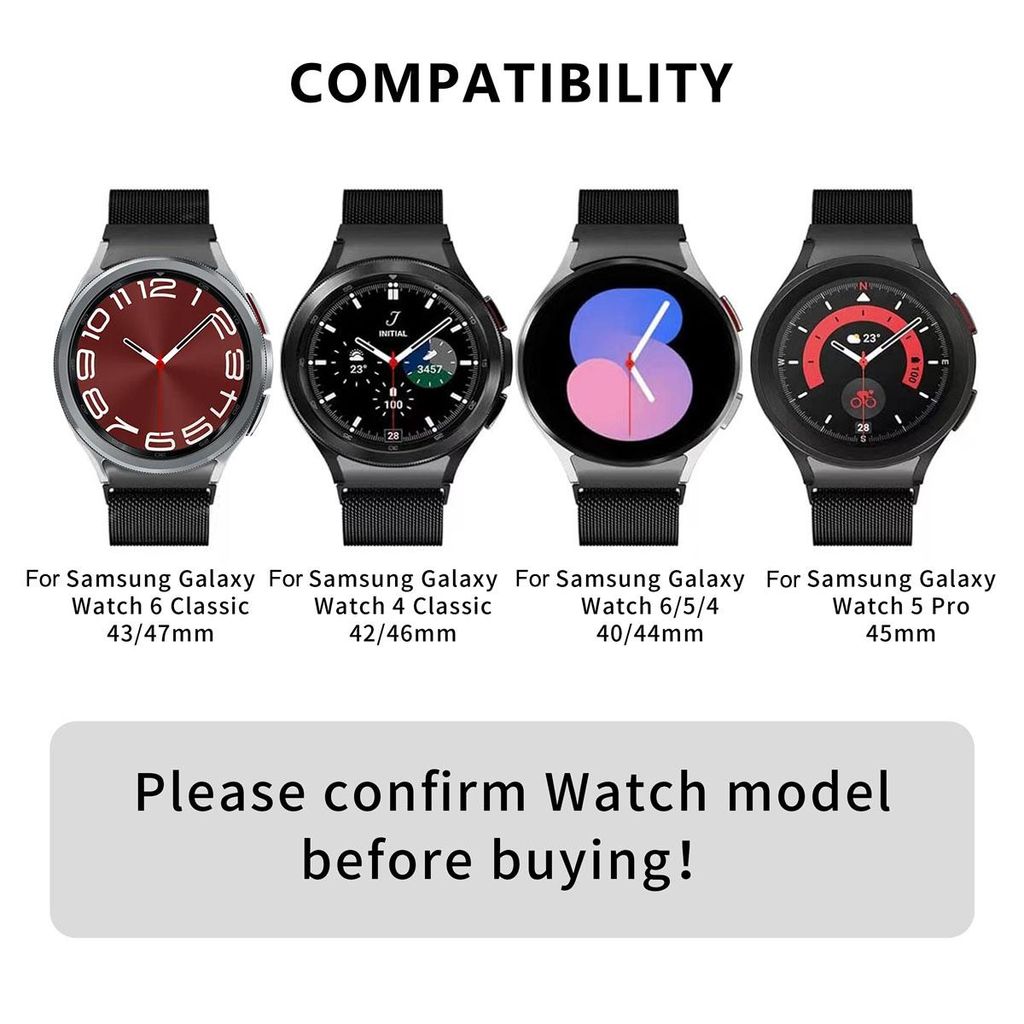 Samsung Galaxy Watch7 44mm Milanese-kellonranneke + näytönsuoja – Ruusukulta