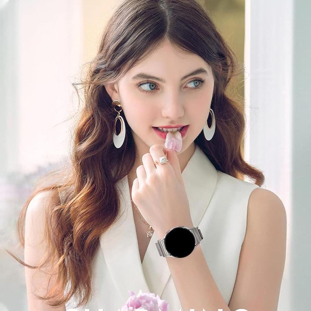 Samsung Galaxy Watch7 44mm Milanese-kellonranneke + näytönsuoja – musta